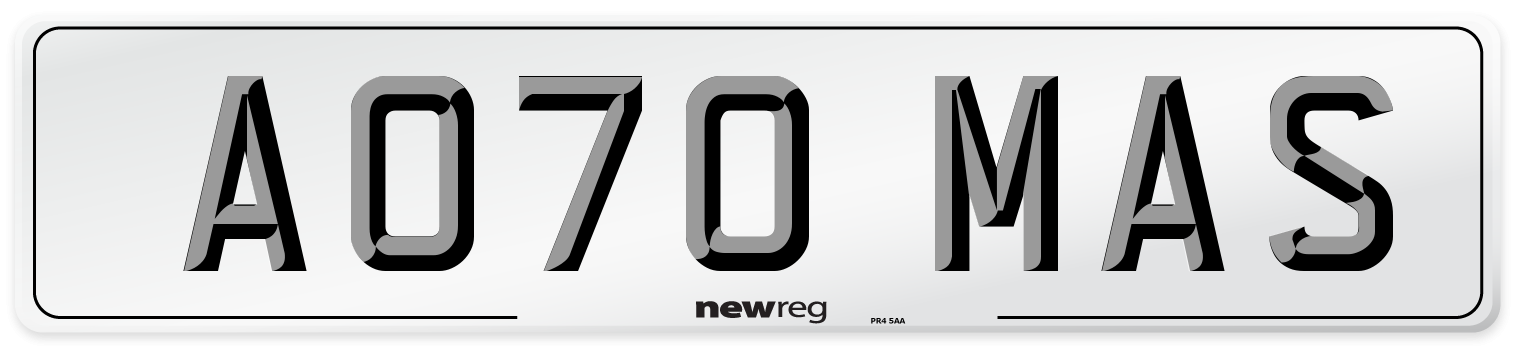 AO70 MAS Number Plate from New Reg
